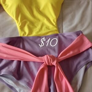 One piece color block swimsuit